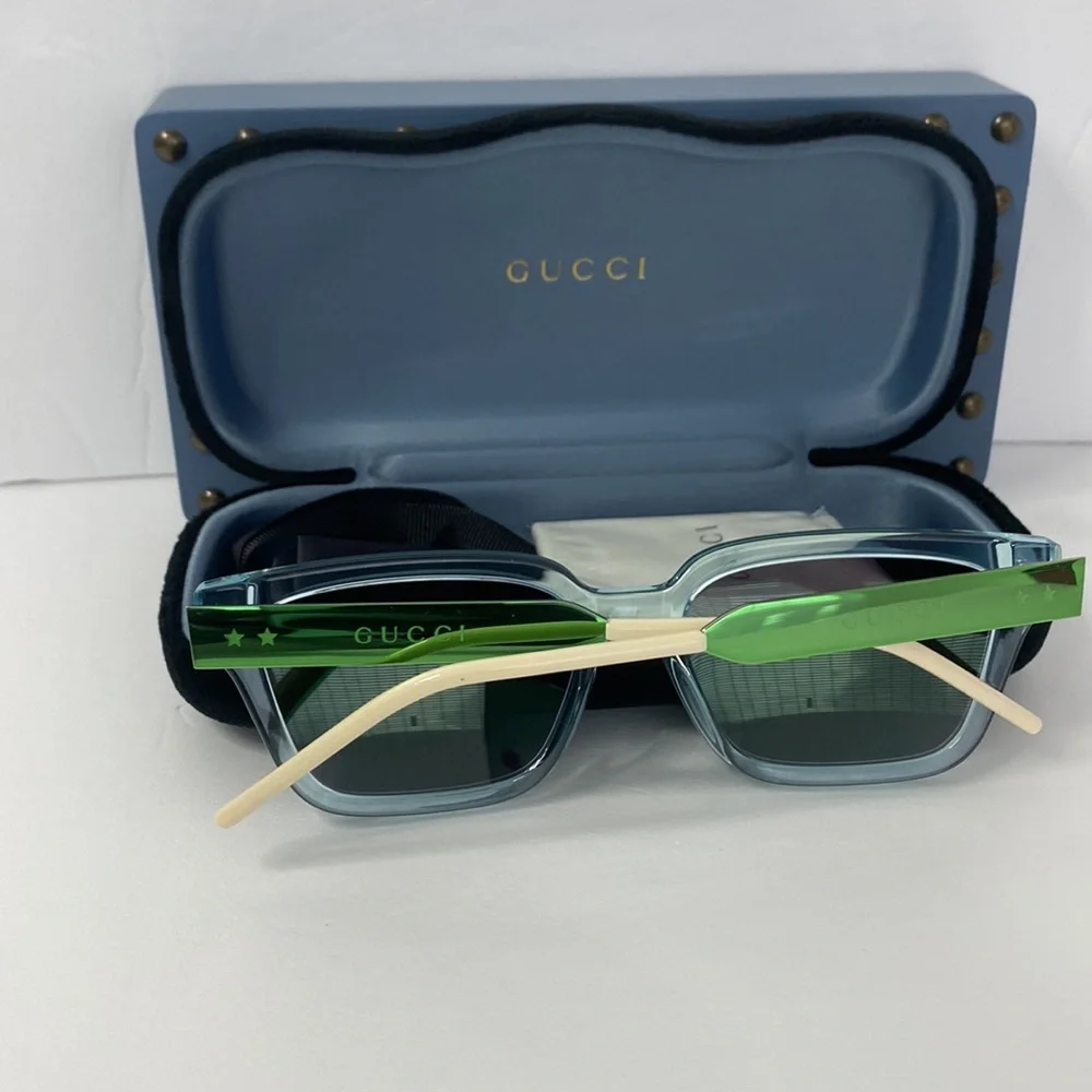 Gucci GG0975S 003 Men’s Translucent Square Sunglasses in Light Blue
